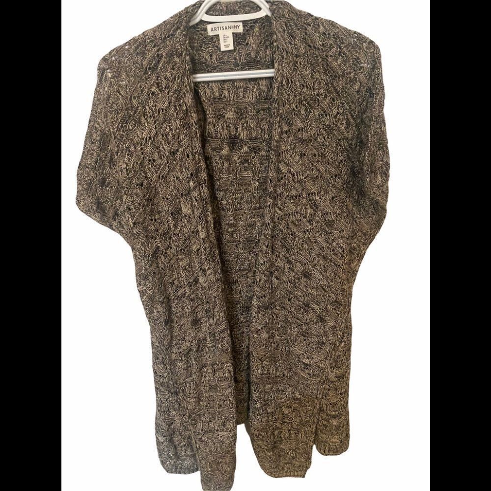 Women’s Artisan NY Long Sleeveless Sweater Vest  Gray/Brown Size Large